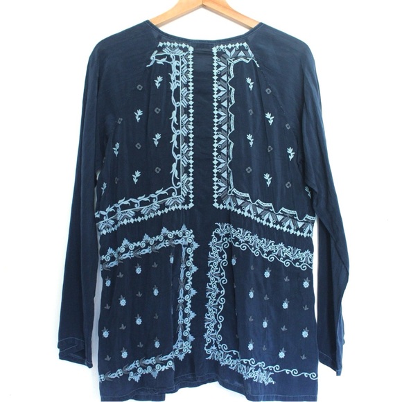 Johnny Was Embroidered Long Sleeve Tunic Top - Picture 4 of 8